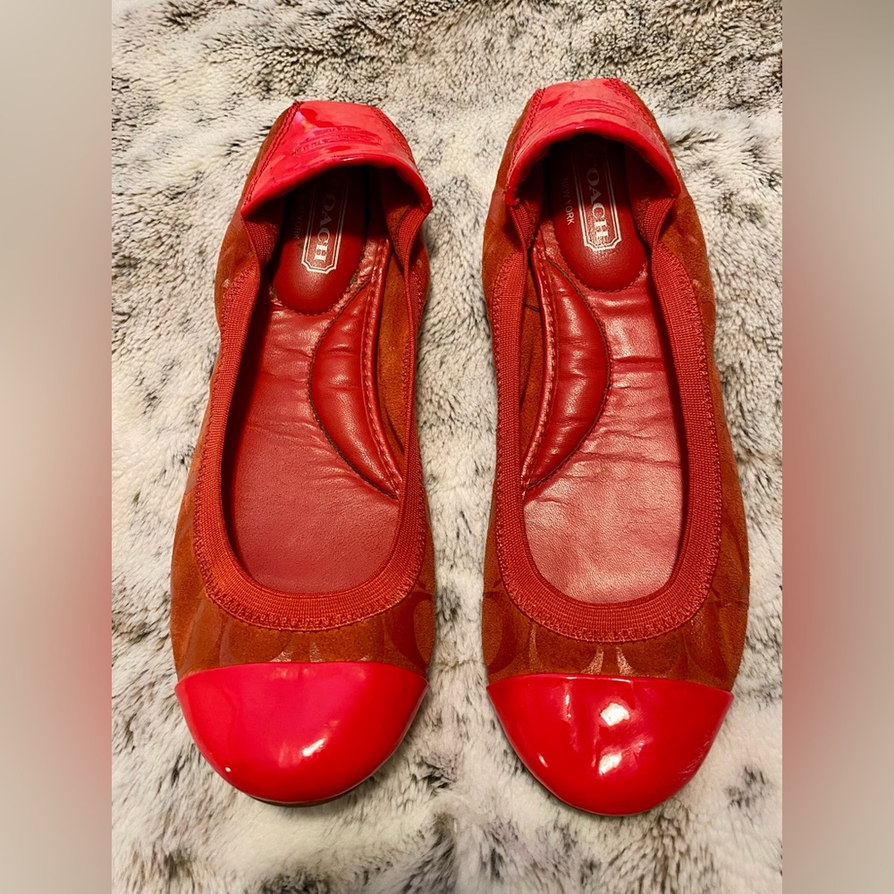 Coach Red Flats. Size 8.